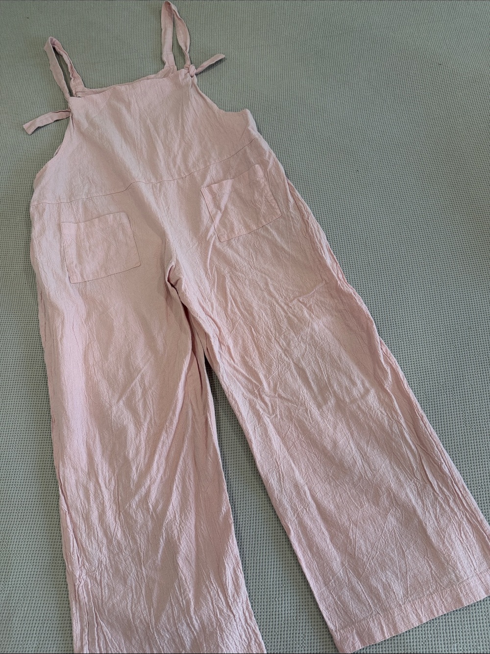 Women’s Pink Tie-Strap Wide-Leg Jumpsuit